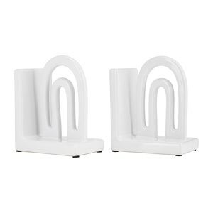 Sagebrook Ceramic Rainbow Arched Bookend 5" x 3" x 6" - White